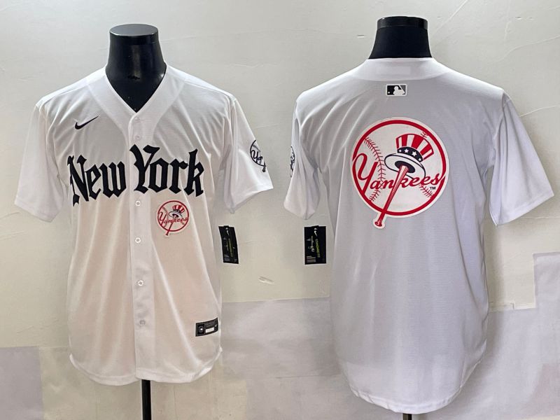 Men 2025 New York Yankees Blank White Five generations Joint Name Nike MLB Jersey style 96